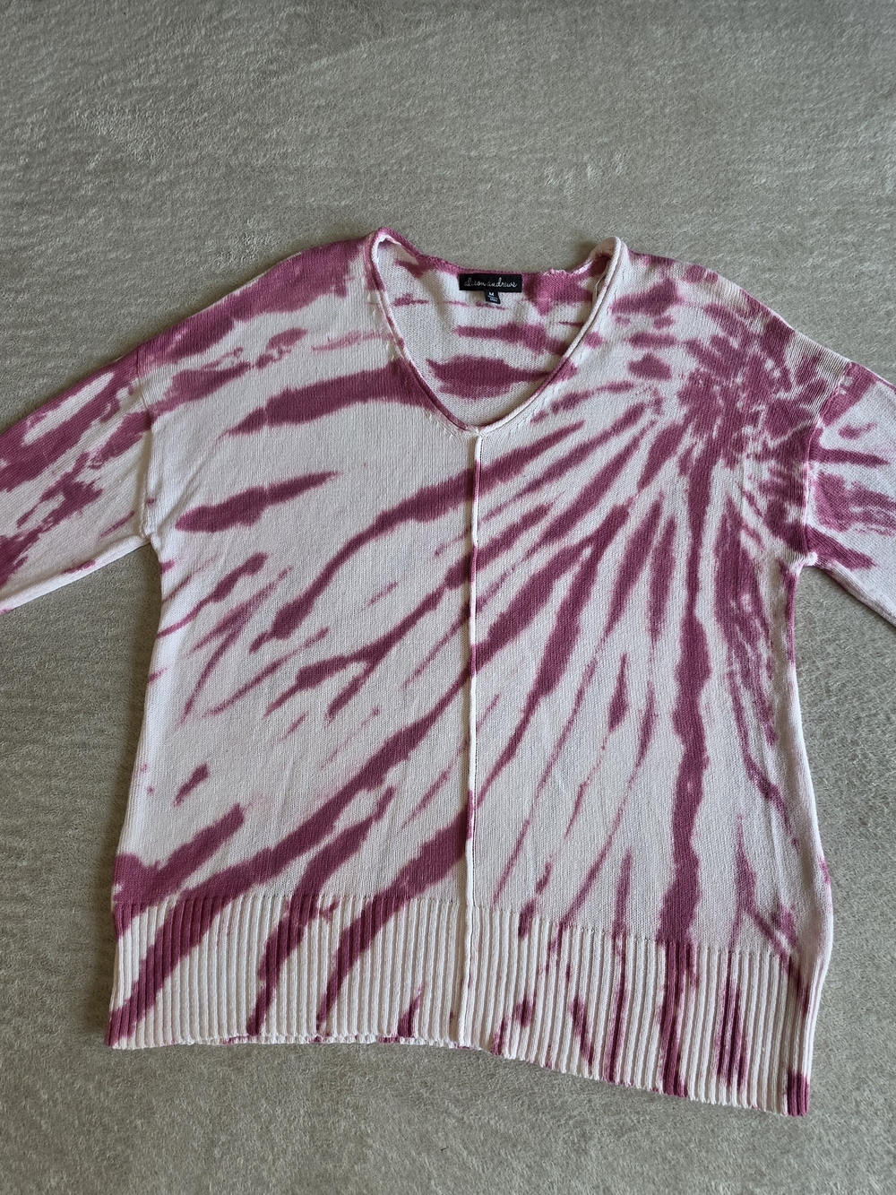 Alison Andrews Pink Tie-Dye V-Neck Sweater Y2K Vibe Size:M - Picture 2 of 7